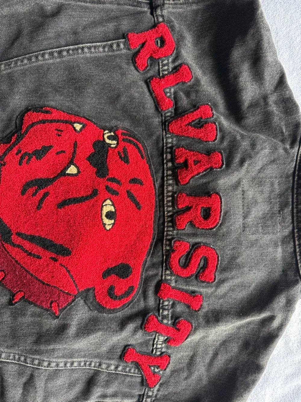 Polo Ralph Lauren RL Varsity Football Bulldog Denim Jacket L - Picture 8 of 16